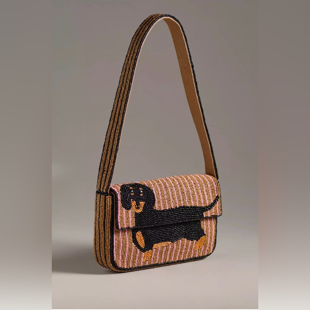 Anthropologie THE FIONA BEADED BAG: ANIMAL EDITION 102303997 Dachshund